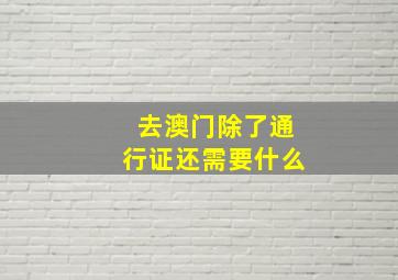 去澳门除了通行证还需要什么