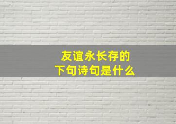 友谊永长存的下句诗句是什么