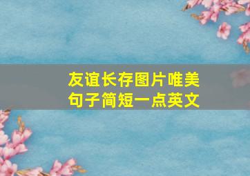 友谊长存图片唯美句子简短一点英文