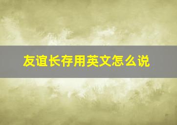 友谊长存用英文怎么说