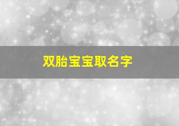 双胎宝宝取名字