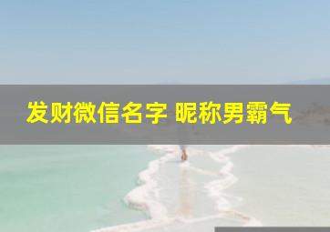 发财微信名字 昵称男霸气