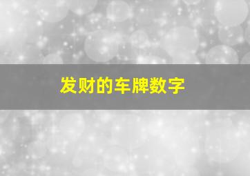 发财的车牌数字