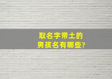 取名字带土的男孩名有哪些?