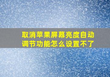 取消苹果屏幕亮度自动调节功能怎么设置不了