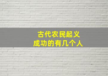 古代农民起义成功的有几个人