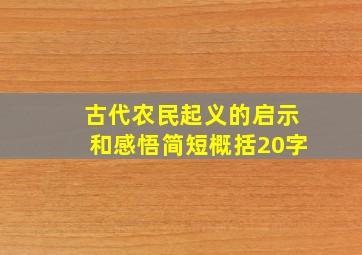 古代农民起义的启示和感悟简短概括20字