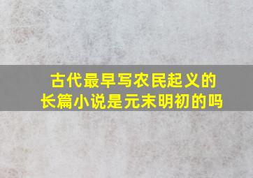 古代最早写农民起义的长篇小说是元末明初的吗