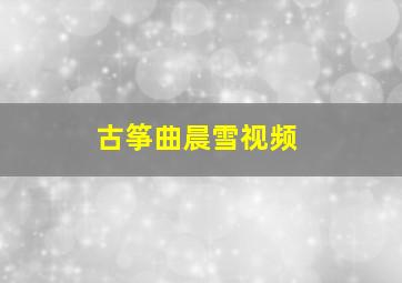 古筝曲晨雪视频