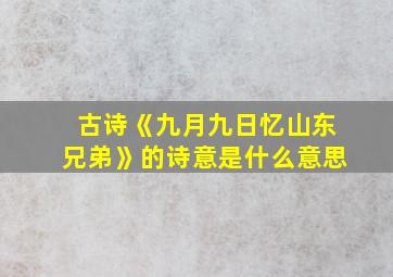 古诗《九月九日忆山东兄弟》的诗意是什么意思