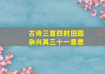 古诗三首四时田园杂兴其三十一意思