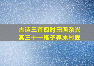 古诗三首四时田园杂兴其三十一稚子弄冰村晚