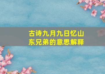 古诗九月九日忆山东兄弟的意思解释