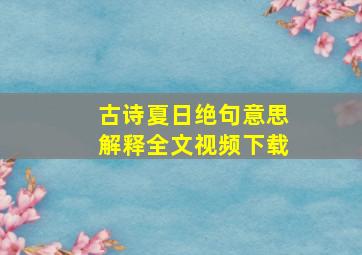 古诗夏日绝句意思解释全文视频下载