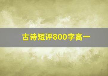 古诗短评800字高一