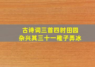 古诗词三首四时田园杂兴其三十一稚子弄冰