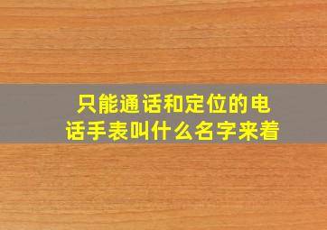 只能通话和定位的电话手表叫什么名字来着