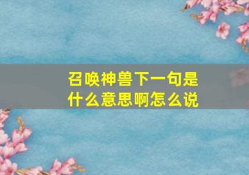 召唤神兽下一句是什么意思啊怎么说