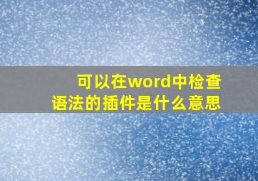 可以在word中检查语法的插件是什么意思