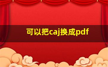 可以把caj换成pdf