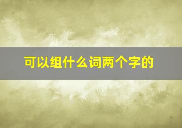 可以组什么词两个字的