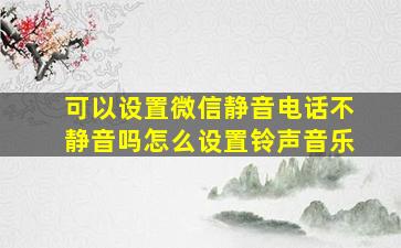 可以设置微信静音电话不静音吗怎么设置铃声音乐