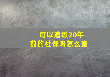 可以追缴20年前的社保吗怎么查