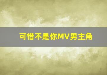 可惜不是你MV男主角