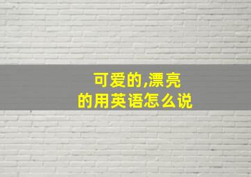 可爱的,漂亮的用英语怎么说