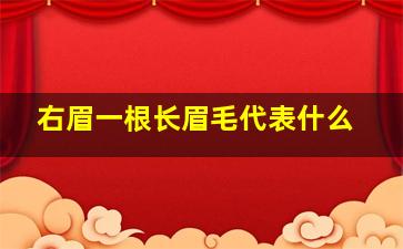 右眉一根长眉毛代表什么