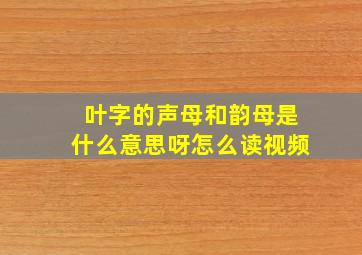 叶字的声母和韵母是什么意思呀怎么读视频