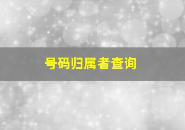 号码归属者查询