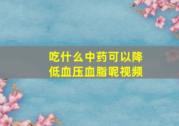 吃什么中药可以降低血压血脂呢视频