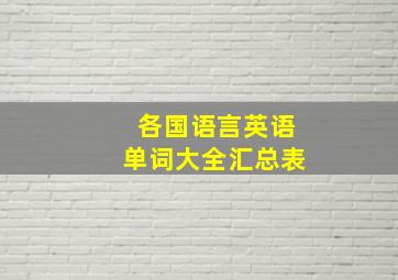 各国语言英语单词大全汇总表