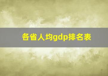 各省人均gdp排名表