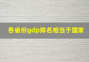 各省份gdp排名相当于国家