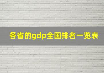 各省的gdp全国排名一览表