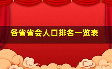 各省省会人口排名一览表