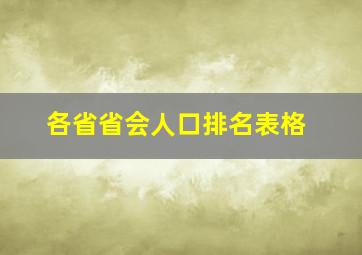 各省省会人口排名表格