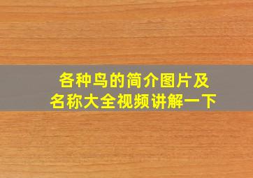 各种鸟的简介图片及名称大全视频讲解一下