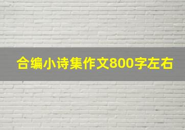 合编小诗集作文800字左右