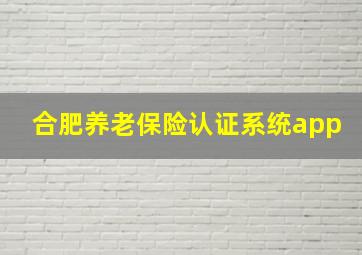 合肥养老保险认证系统app