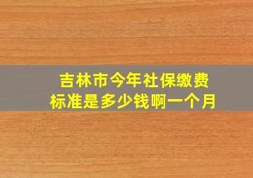 吉林市今年社保缴费标准是多少钱啊一个月