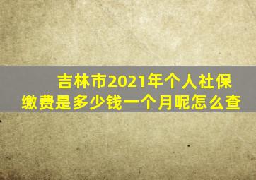 吉林市2021年个人社保缴费是多少钱一个月呢怎么查