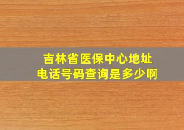 吉林省医保中心地址电话号码查询是多少啊