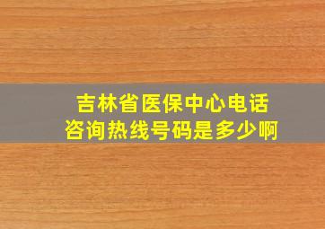 吉林省医保中心电话咨询热线号码是多少啊