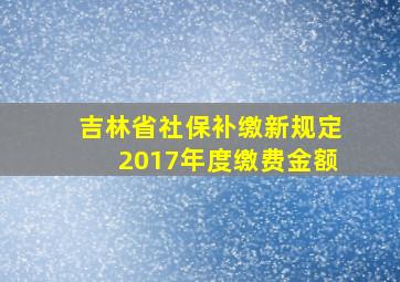 吉林省社保补缴新规定2017年度缴费金额