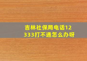 吉林社保局电话12333打不通怎么办呀