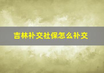 吉林补交社保怎么补交