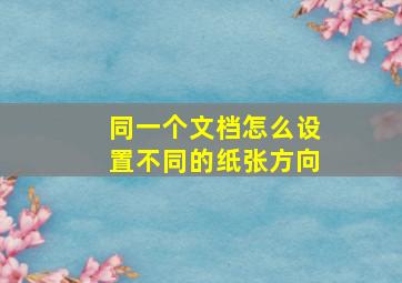 同一个文档怎么设置不同的纸张方向